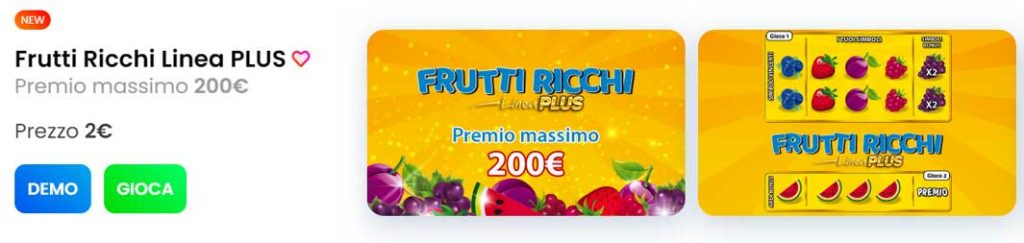 Gratta e Vinci Frutti Ricchi linea plus